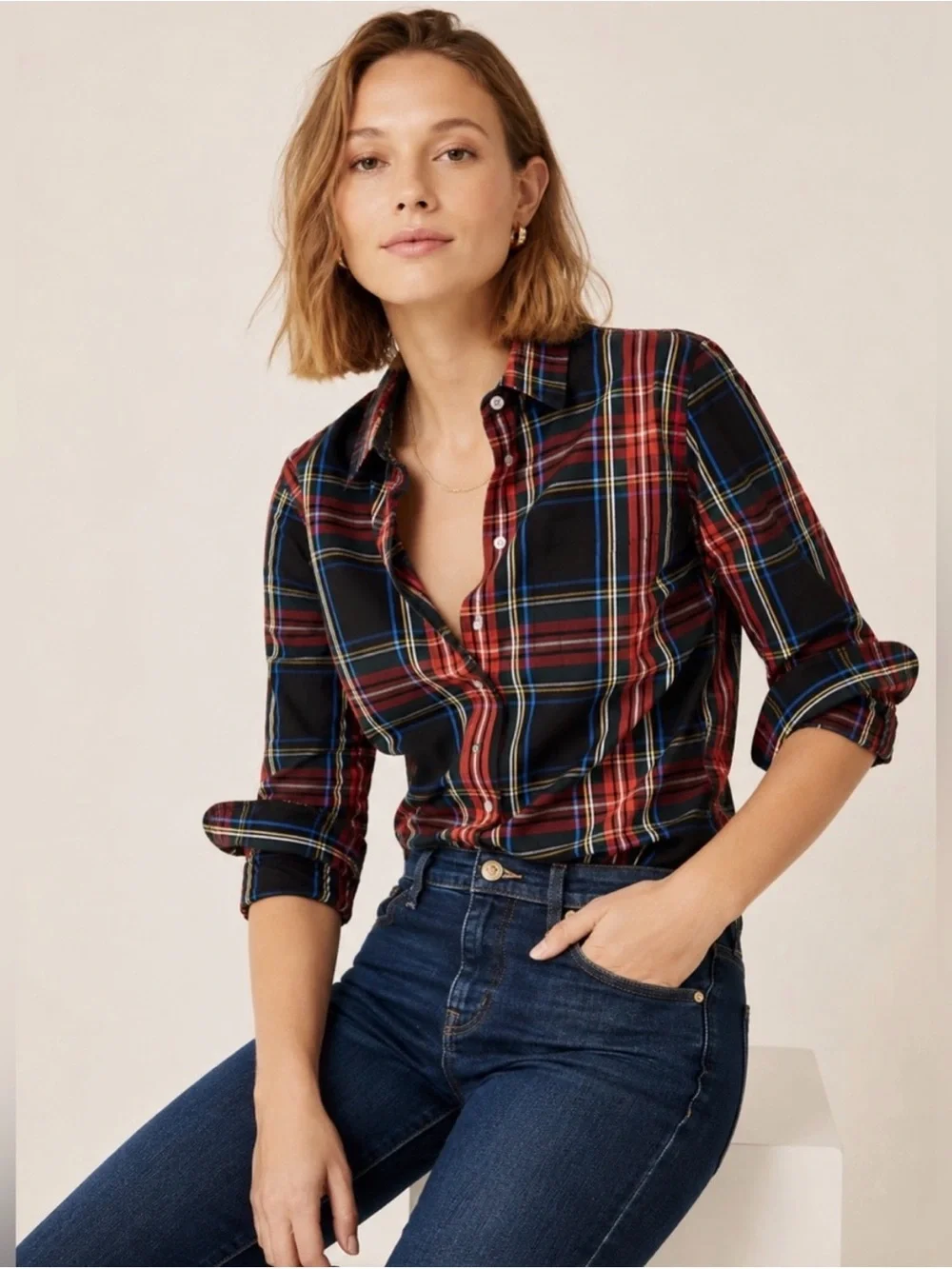 J.Crew Perfect Plaid Shirt Tartan Long Sleeve